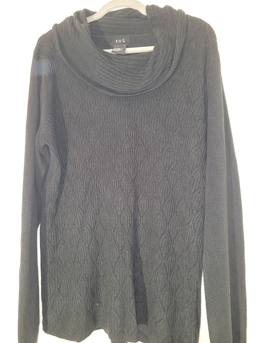 R.Q.T. Black Cable Cowl Neck Sweater